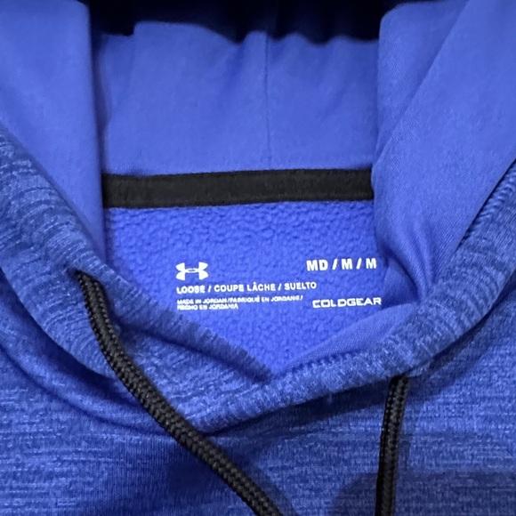 Under Armour ColdGear Mens Long Sleeve Pullover Loose Hoodie Royal Blue Size M - Picture 5 of 9